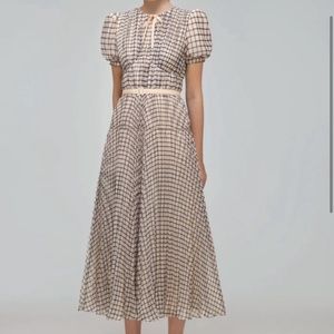 Self-Portrait monochrome check midi dress